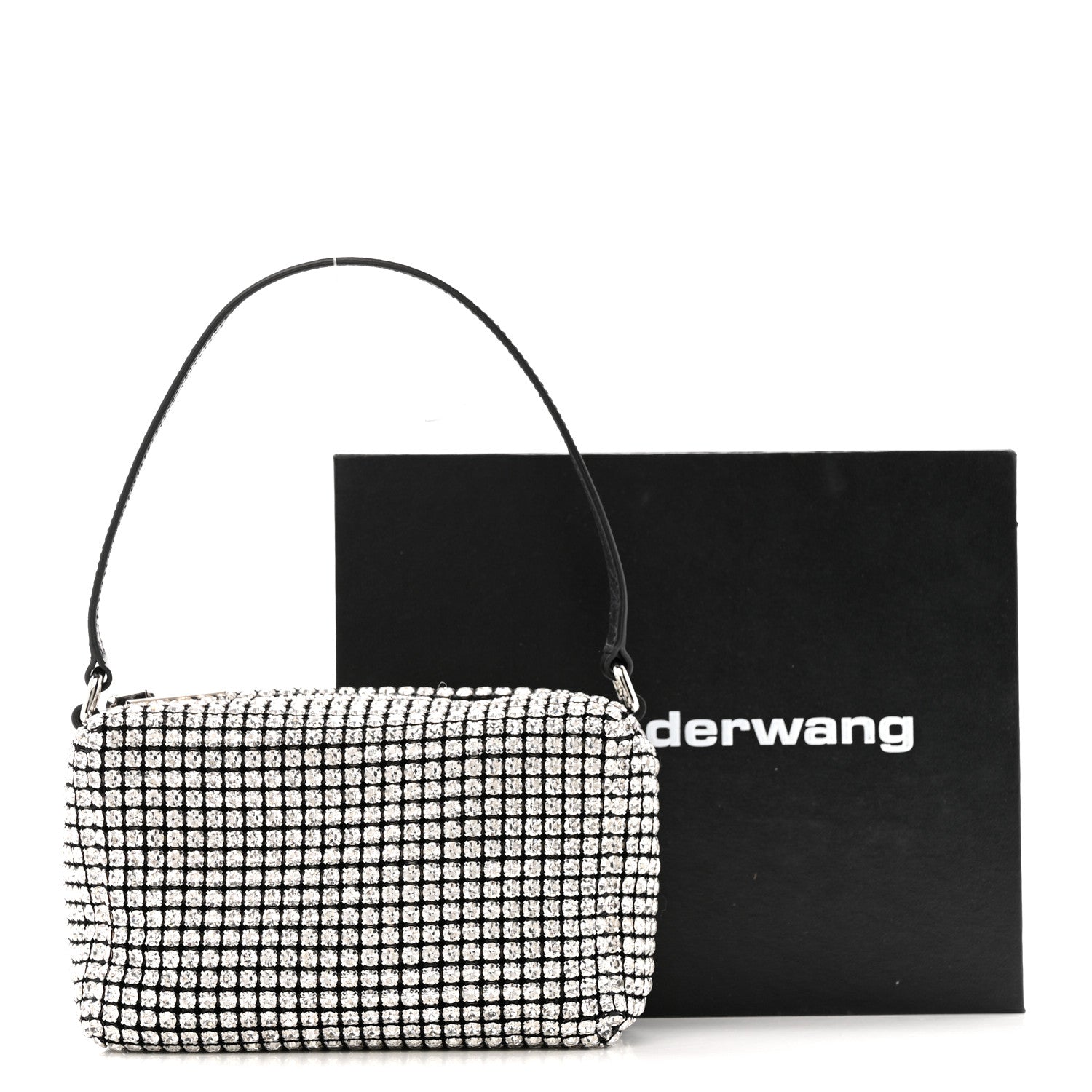 Alexander Wang Mesh Crystal Rhinestone Mini Heiress Pouch Black Silver 12 of 12