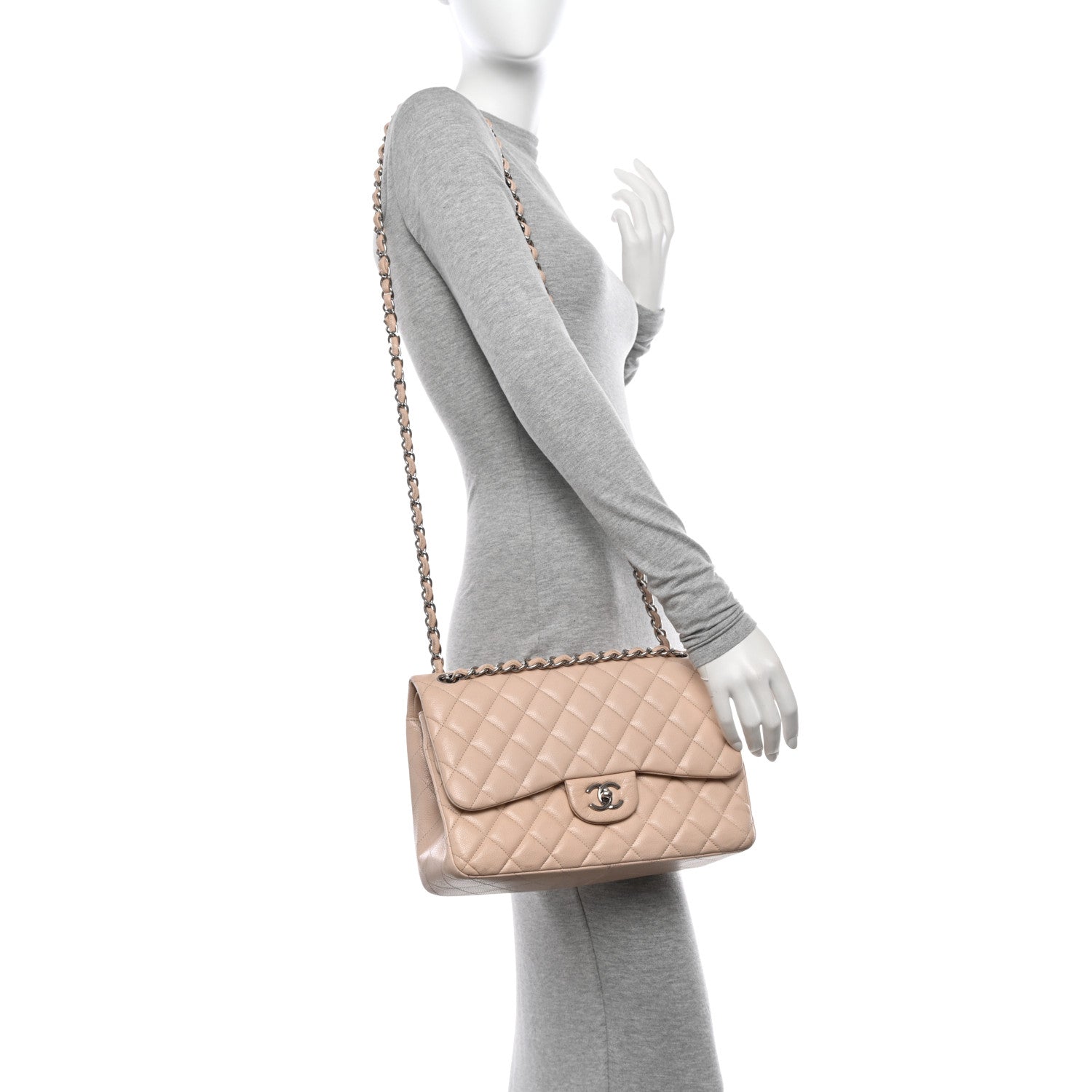 Chanel Caviar Quilted Jumbo Double Flap Light Pink 2 of 19