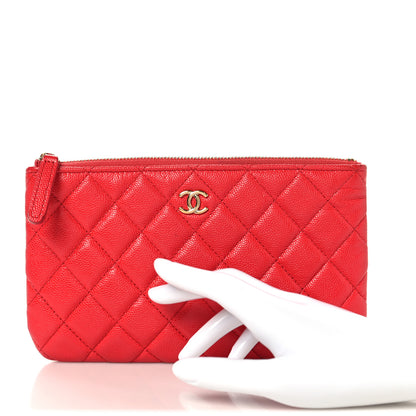 Chanel Shiny Caviar Quilted Cosmetic Case Red 2 of 8
