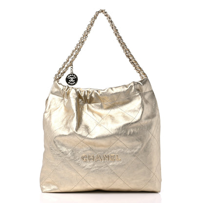 Chanel Metallic Calfskin Quilted Chanel 22 Golden 3 of 10