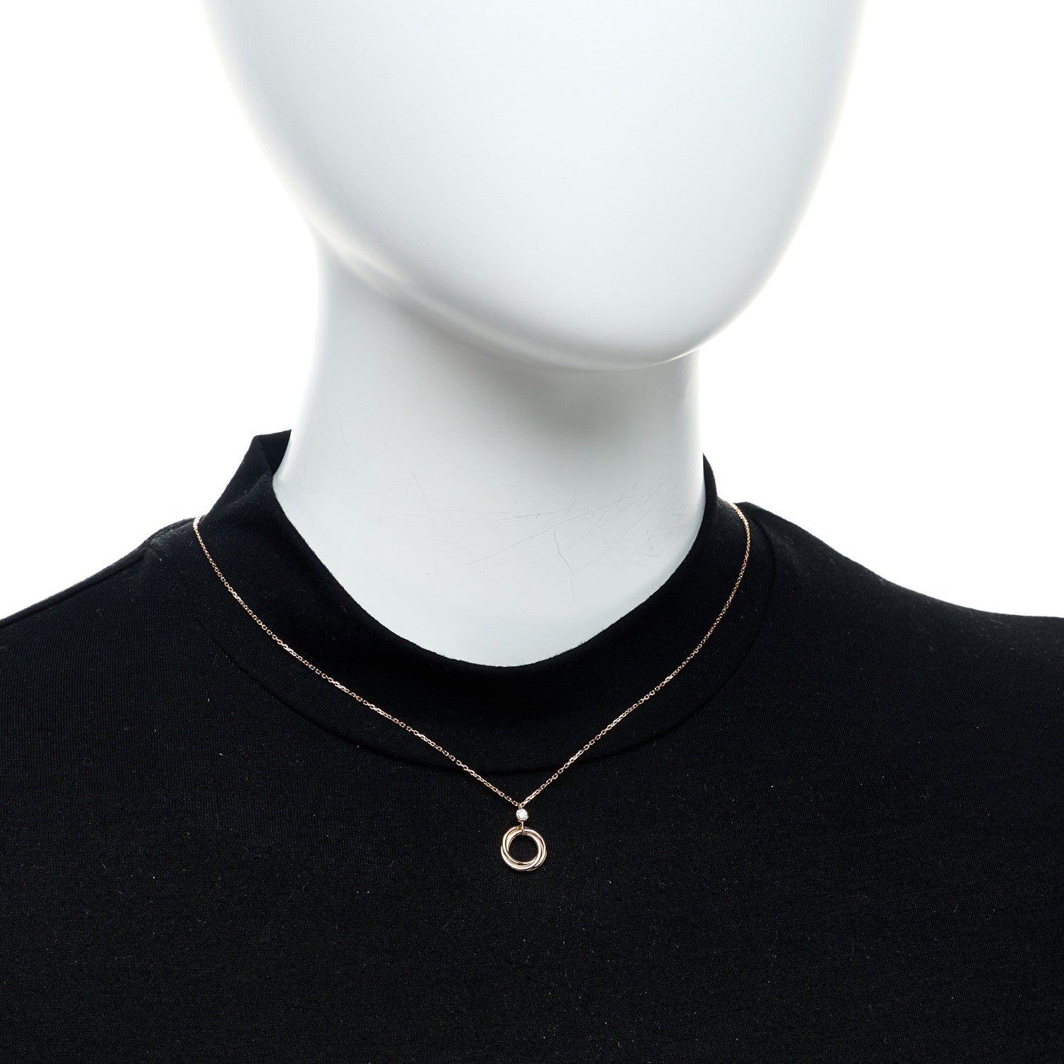 Cartier 18K Pink Yellow White Gold Diamond Trinity Pendant Necklace 2 of 4