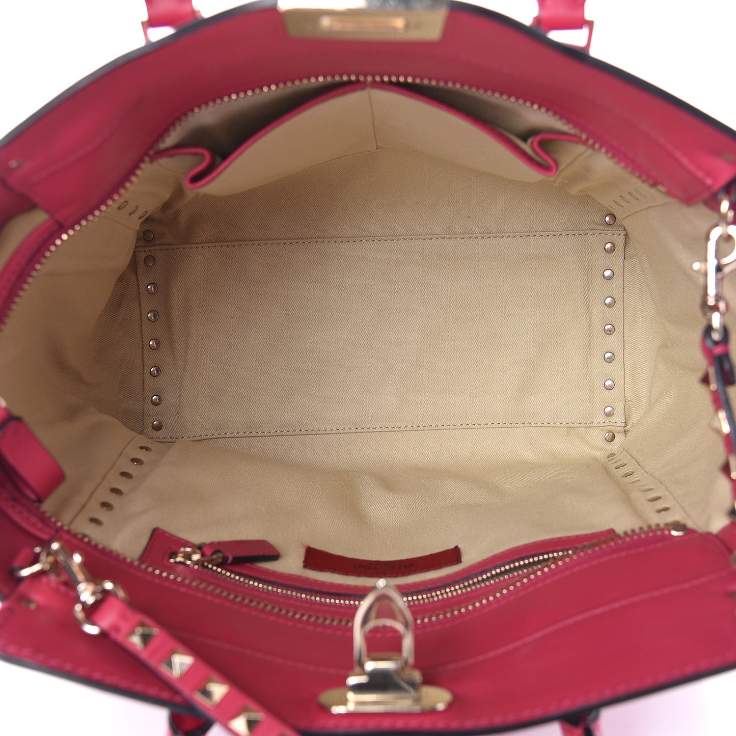 Vitello Rockstud Double Handle Tote Cyclamin