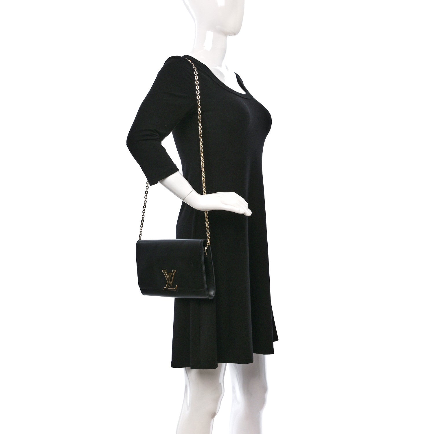 Louis Vuitton Calfskin Chain Louise GM NM Black 2 of 12