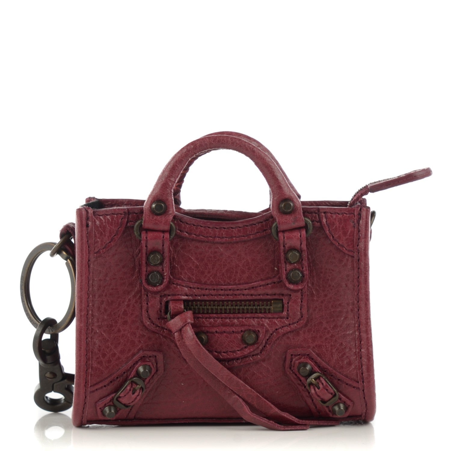 Balenciaga Agneau Mini City Bag Charm Cassis 1 of 8
