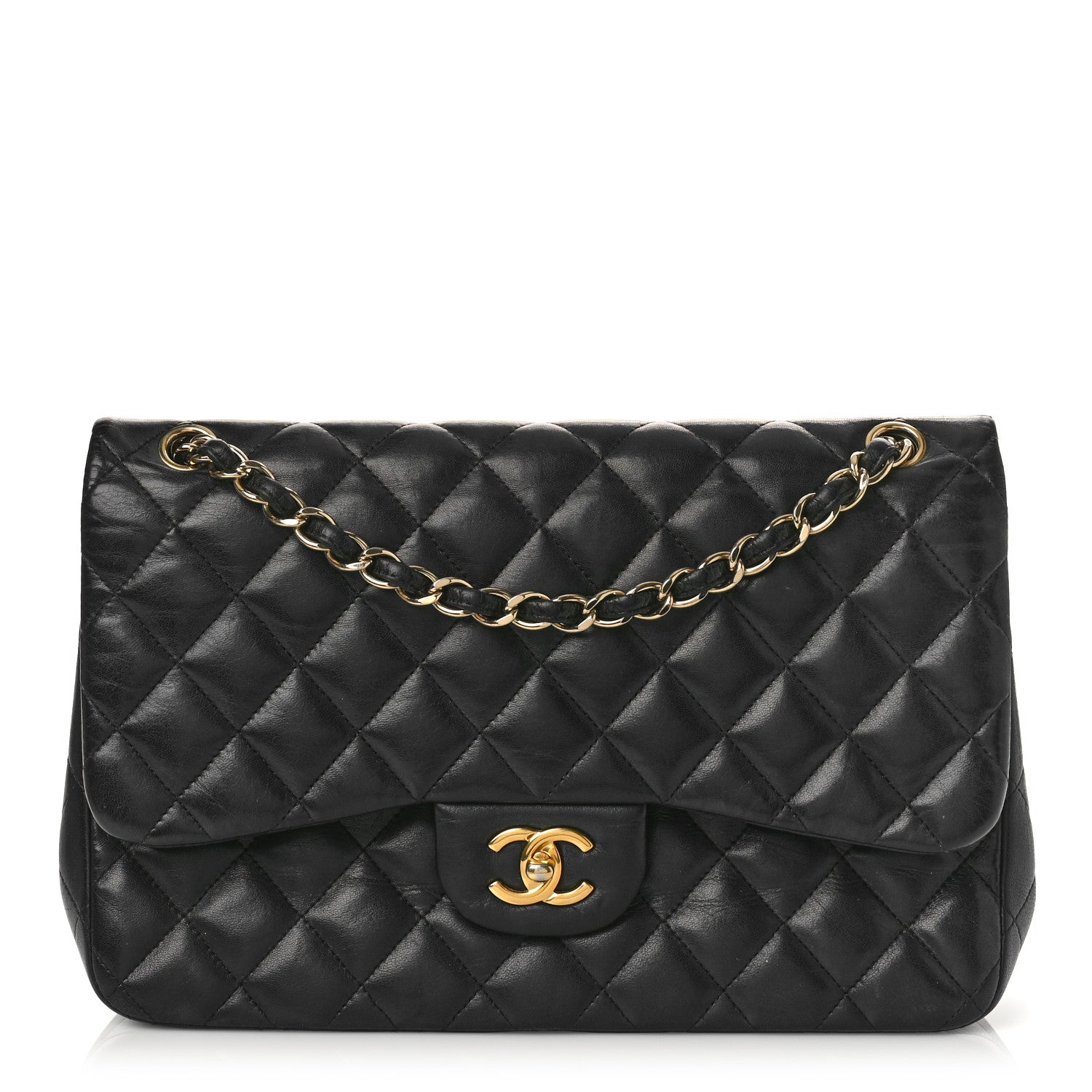 Chanel Lambskin Quilted Jumbo Double Flap Black 1 of 11