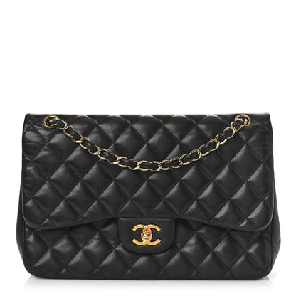 Chanel Lambskin Quilted Jumbo Double Flap Black 1 of 11