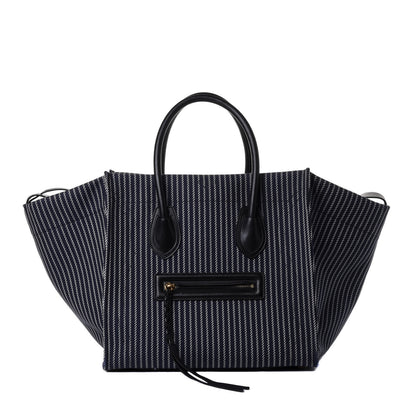 Celine Cotton Canvas Striped Medium Phantom Luggage Navy White 1 of 4