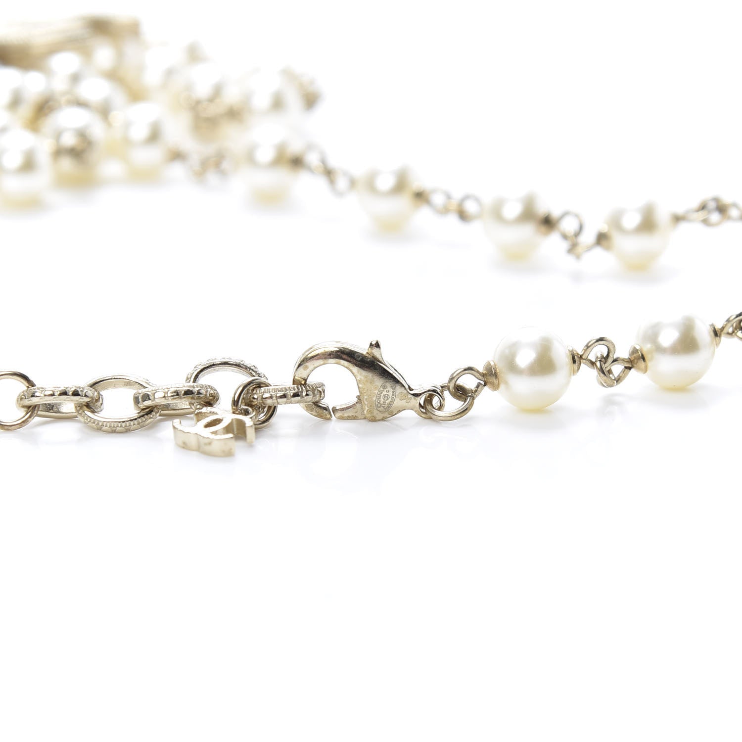 Chanel Graduated Pearl CC Long Necklace Light Gold 4 of 4