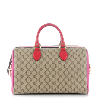 Gucci GG Supreme Monogram Medium Boston Beige Hibiscus Red New Rosette 1 of 7