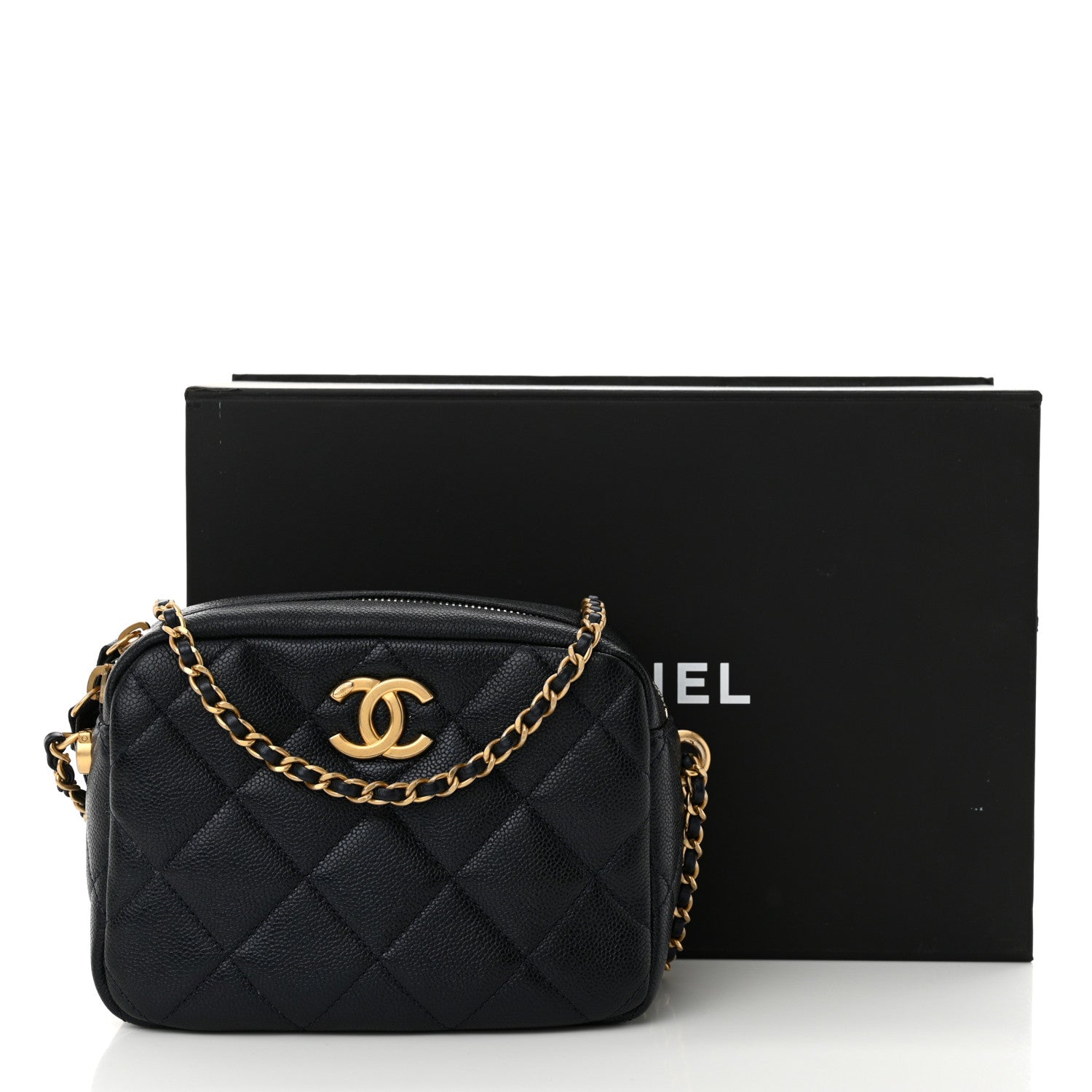 Chanel Shiny Caviar Quilted Chain Melody Camera Bag Dark Blue 11 of 11