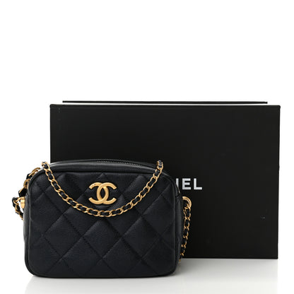 Chanel Shiny Caviar Quilted Chain Melody Camera Bag Dark Blue 11 of 11