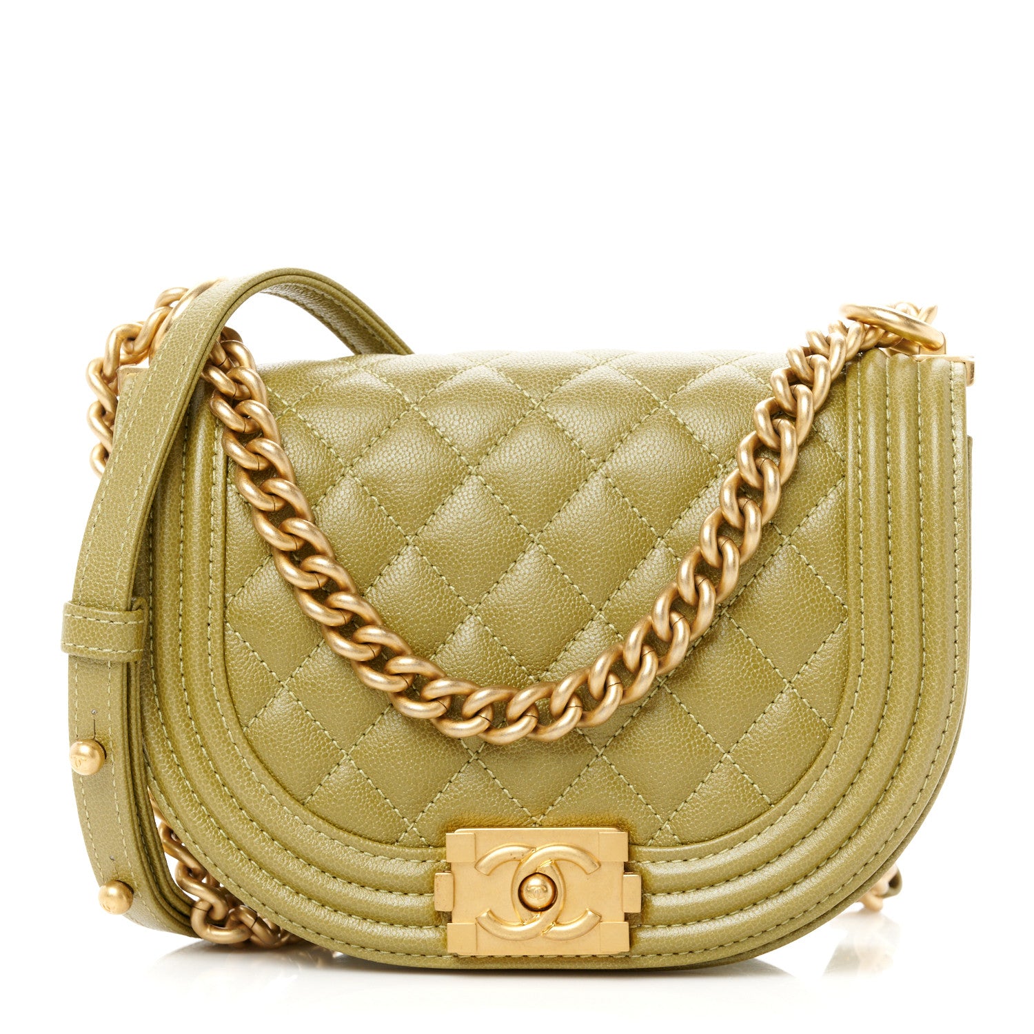 Chanel Caviar Quilted Small Boy Messenger Bag Green 1 of 10