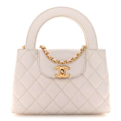 Chanel Shiny Aged Calfskin Quilted Nano Kelly Shopper White 1 of 13