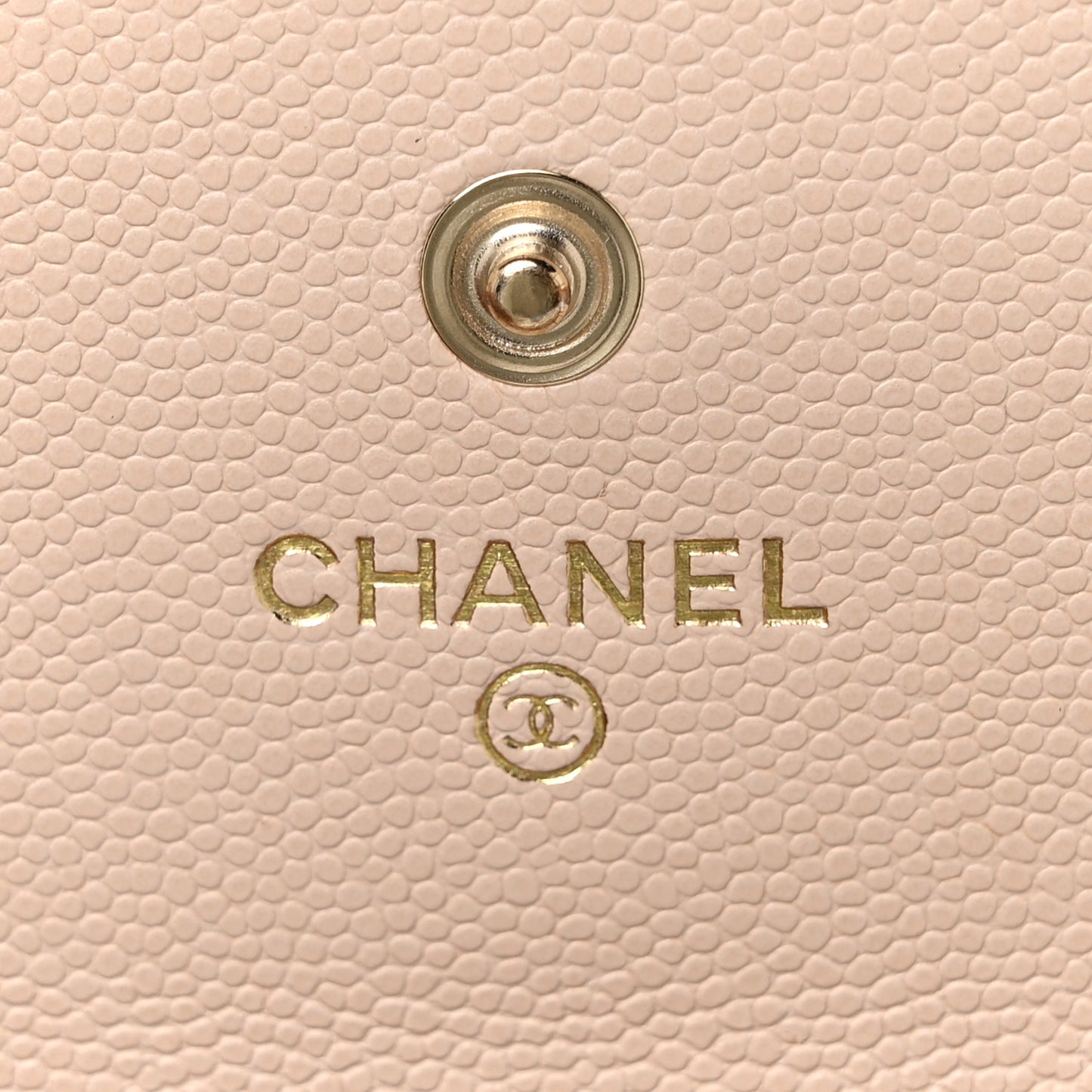 Caviar Pearl Quilted Coco Candy Flap Card Holder Beige