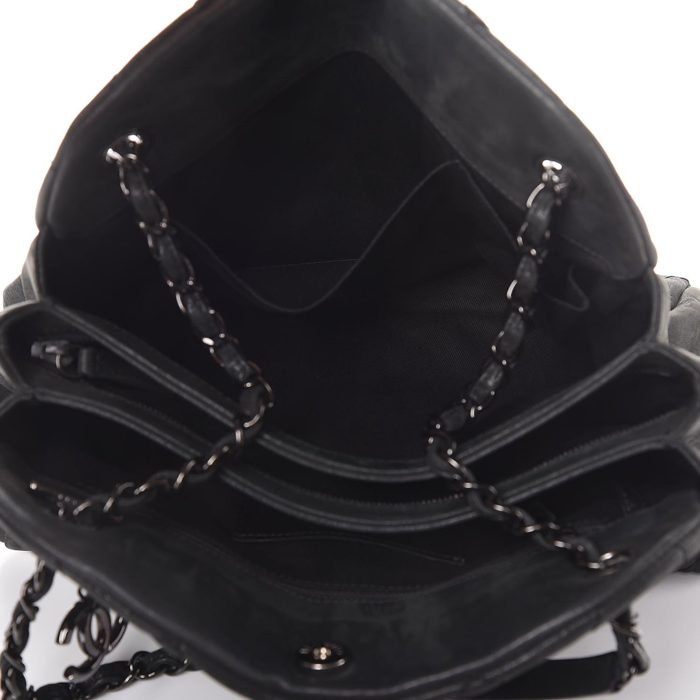 Iridescent Calfskin Large Just Mademoiselle Bowling Bag Black