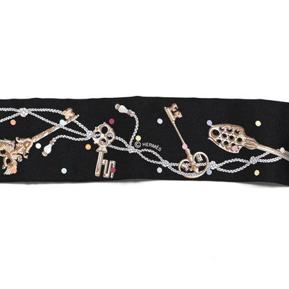 Hermes Silk Les Cles A Pois Twilly Black Beige Rose Multicolor 3 of 4