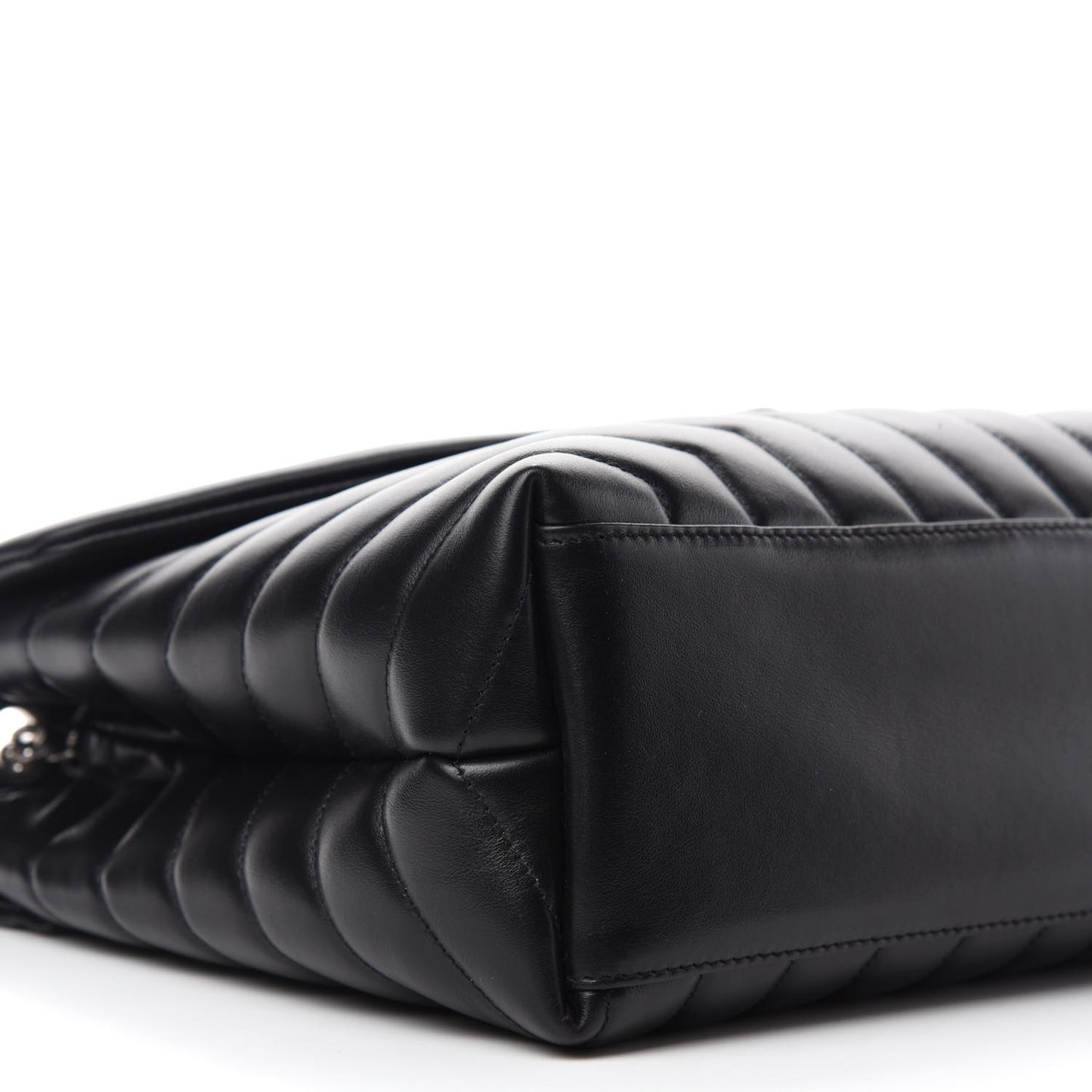 Calfskin Y Quilted Monogram Medium Loulou Chain Satchel Black