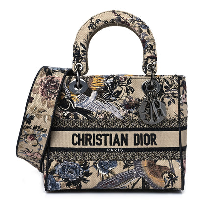 Christian Dior Canvas Embroidered Jardin D'Hiver Medium Lady D-Lite Beige Multicolor 1 of 11