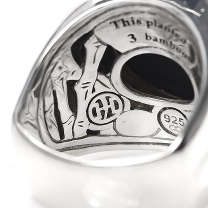 John Hardy Sterling Silver Hematite Black Spinel Bamboo Dome Ring 54 7 5 of 7