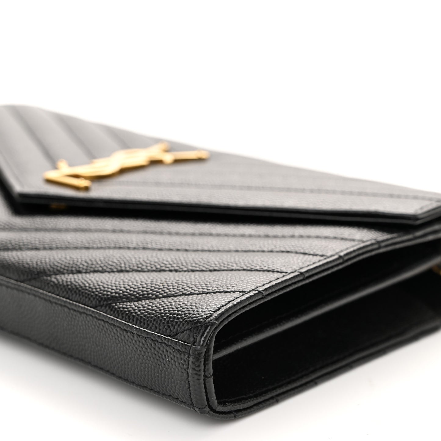 Grain De Poudre Matelasse Chevron Monogram Chain Wallet Black