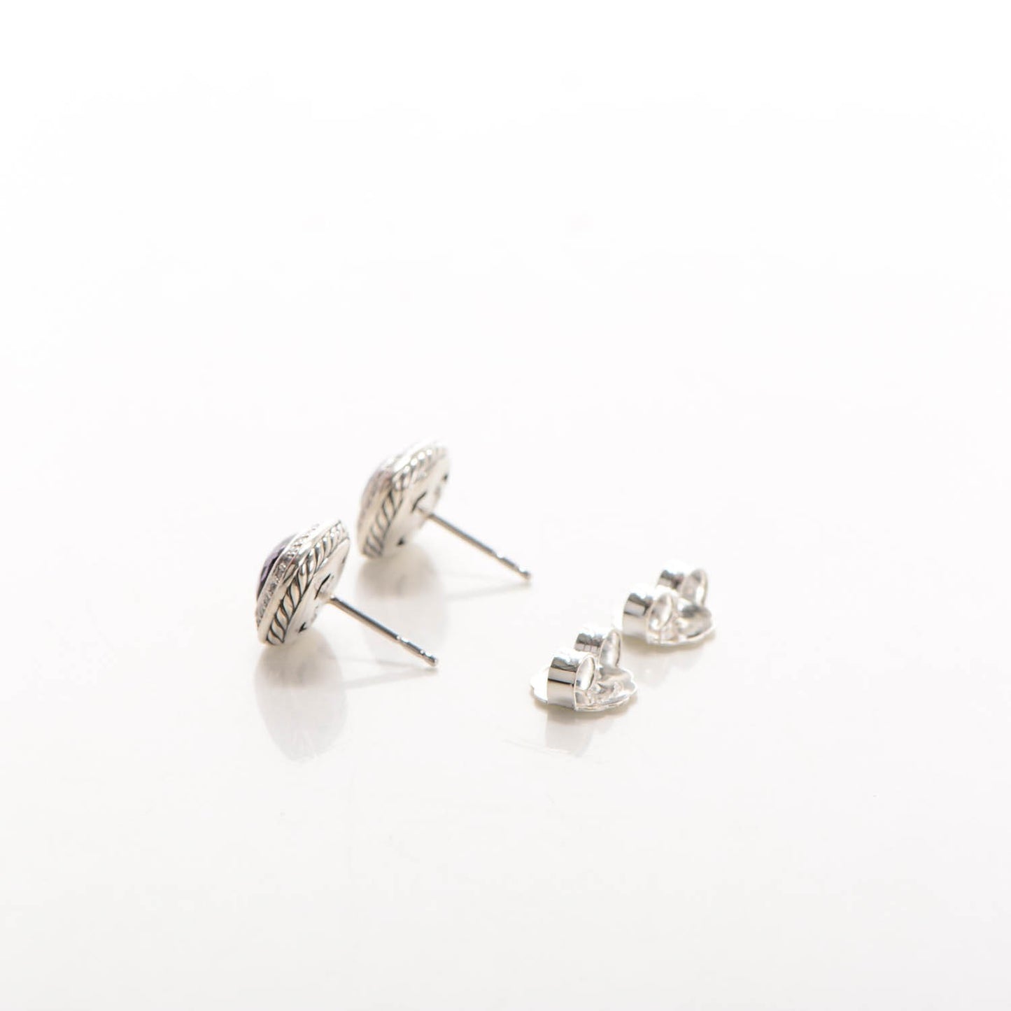 Sterling Silver Diamond Black Orchid 7mm Albion Earrings