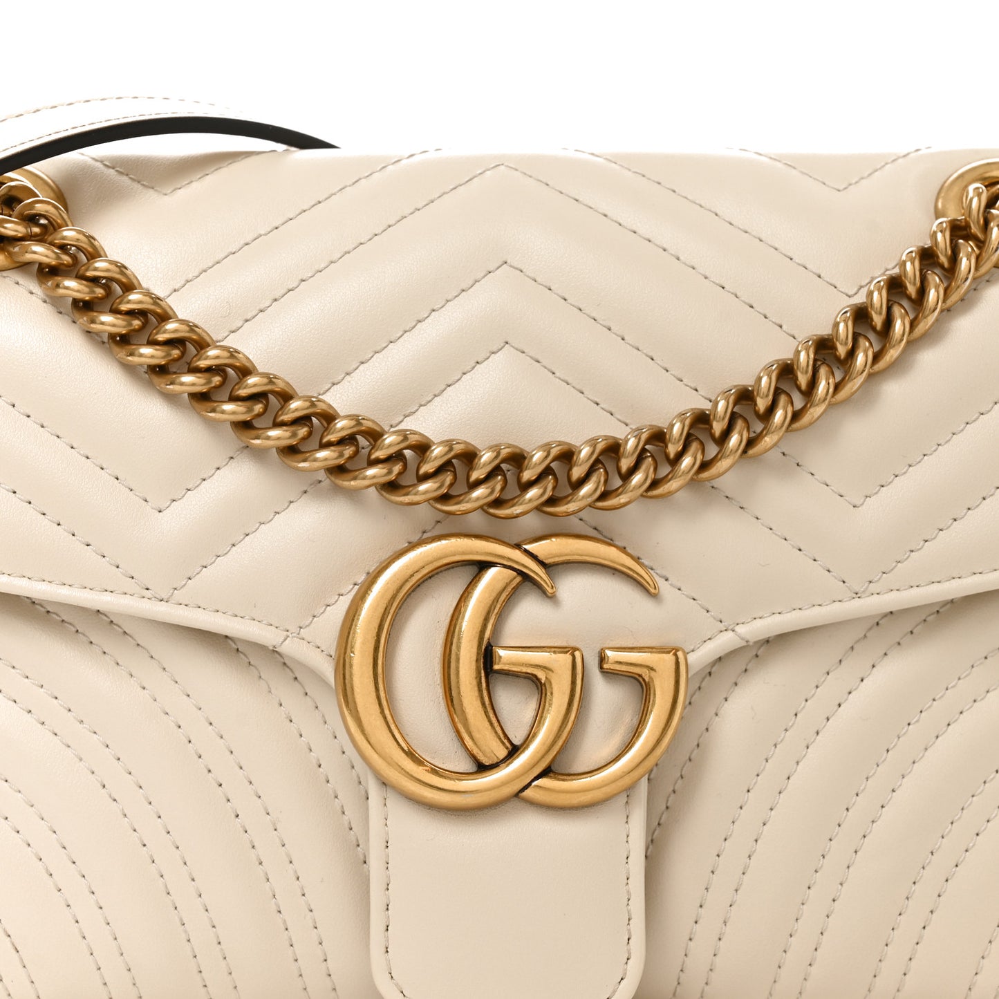 Calfskin Matelasse Small GG Marmont Shoulder Bag White