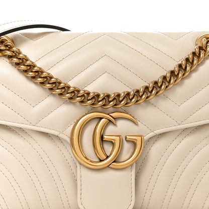 Gucci Calfskin Matelasse Small GG Marmont Shoulder Bag White 7 of 9