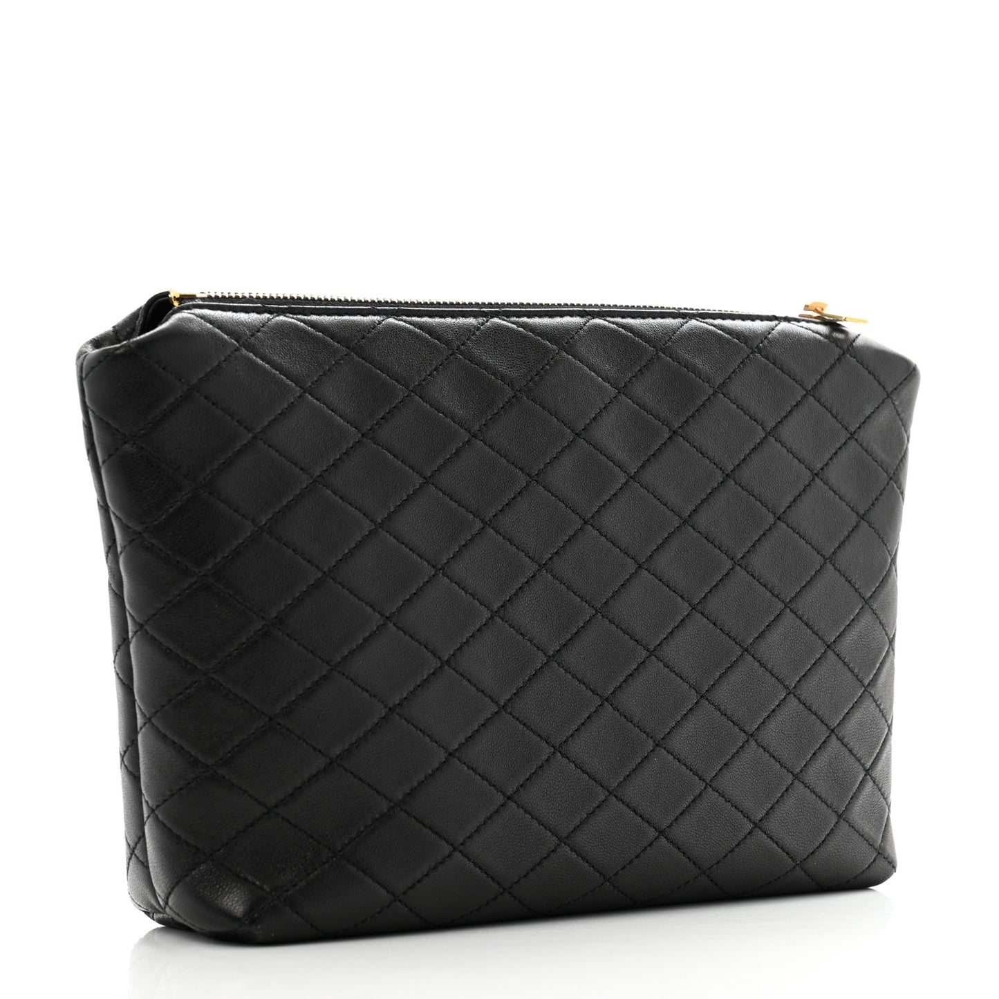 Lambskin Quilted Gaby Cosmetic Pouch Black