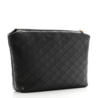 Saint Laurent Lambskin Quilted Gaby Cosmetic Pouch Black 2 of 7