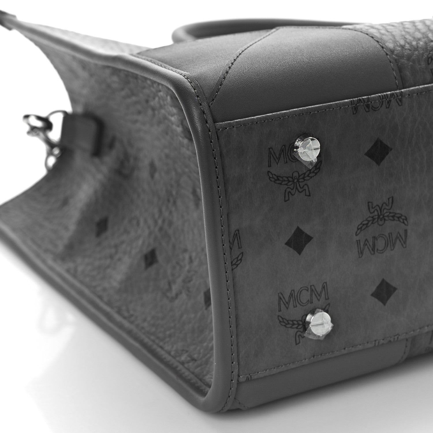 MCM Visetos Large Munchen Tote Grey 8 of 9