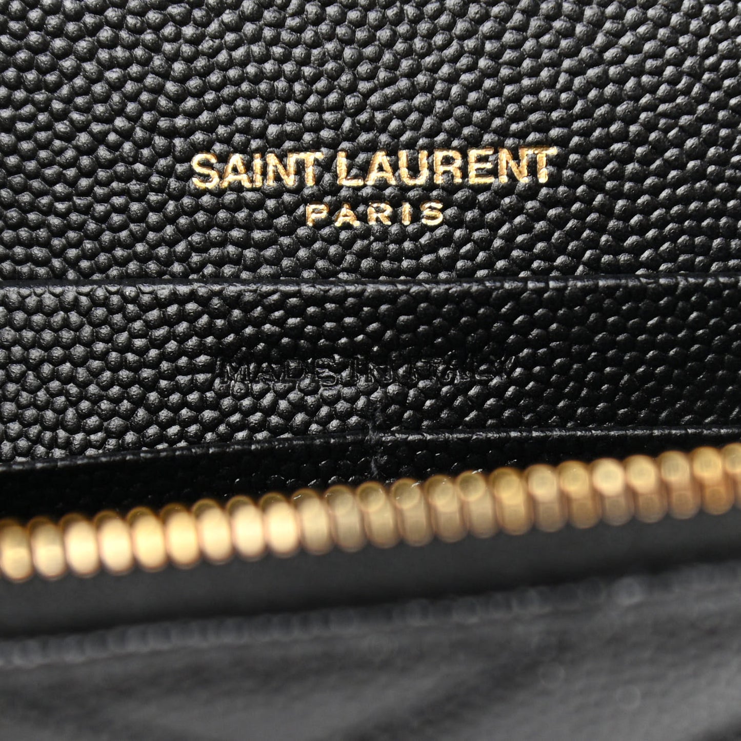 Grain De Poudre Matelasse Chevron Monogram Envelope Chain Wallet Black
