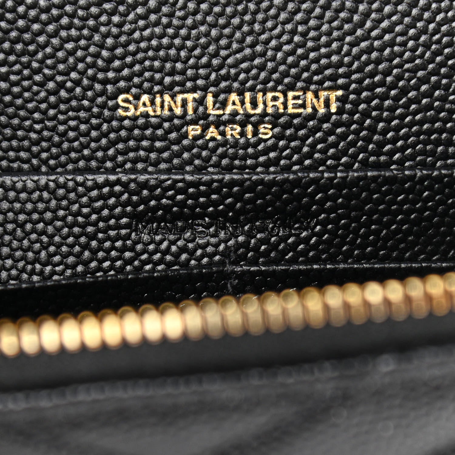 Saint Laurent Grain De Poudre Matelasse Chevron Monogram Envelope Chain Wallet Black 5 of 10