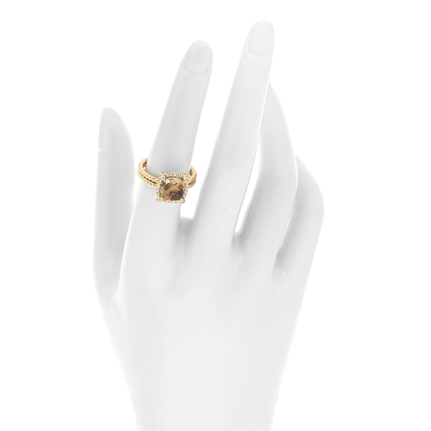 18K Yellow Gold Diamond Champagne Citrine 9mm Chatelaine Pave Bezel Ring 54 7