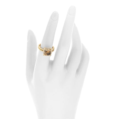David Yurman 18K Yellow Gold Diamond Champagne Citrine 9mm Chatelaine Pave Bezel Ring 54 7 2 of 4