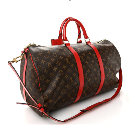 Louis Vuitton Calfskin Monogram Keepall Bandouliere 50 Coquelicot 2 of 10