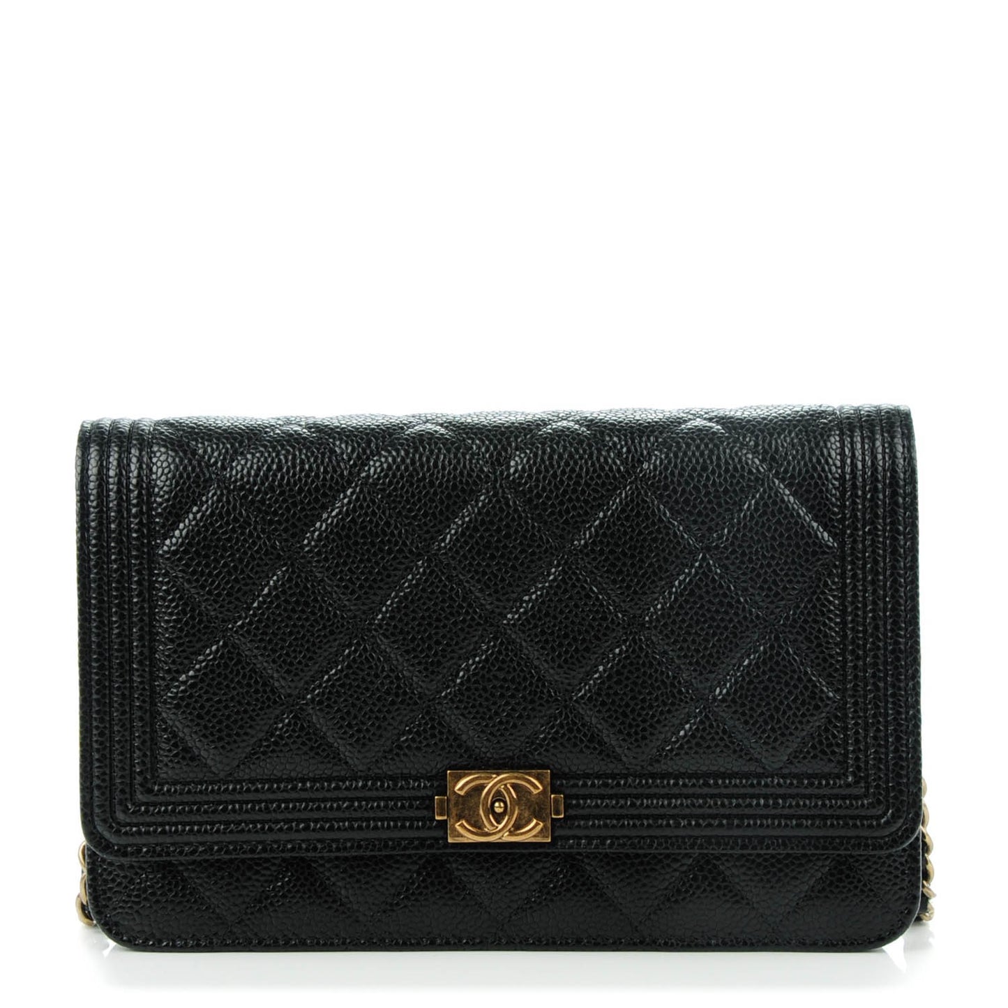 Caviar Quilted Boy Wallet On Chain WOC Black