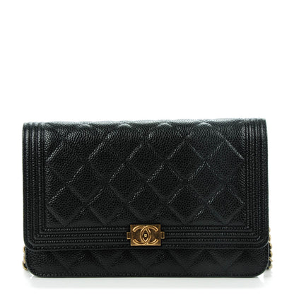 Chanel Caviar Quilted Boy Wallet On Chain WOC Black 1 of 8