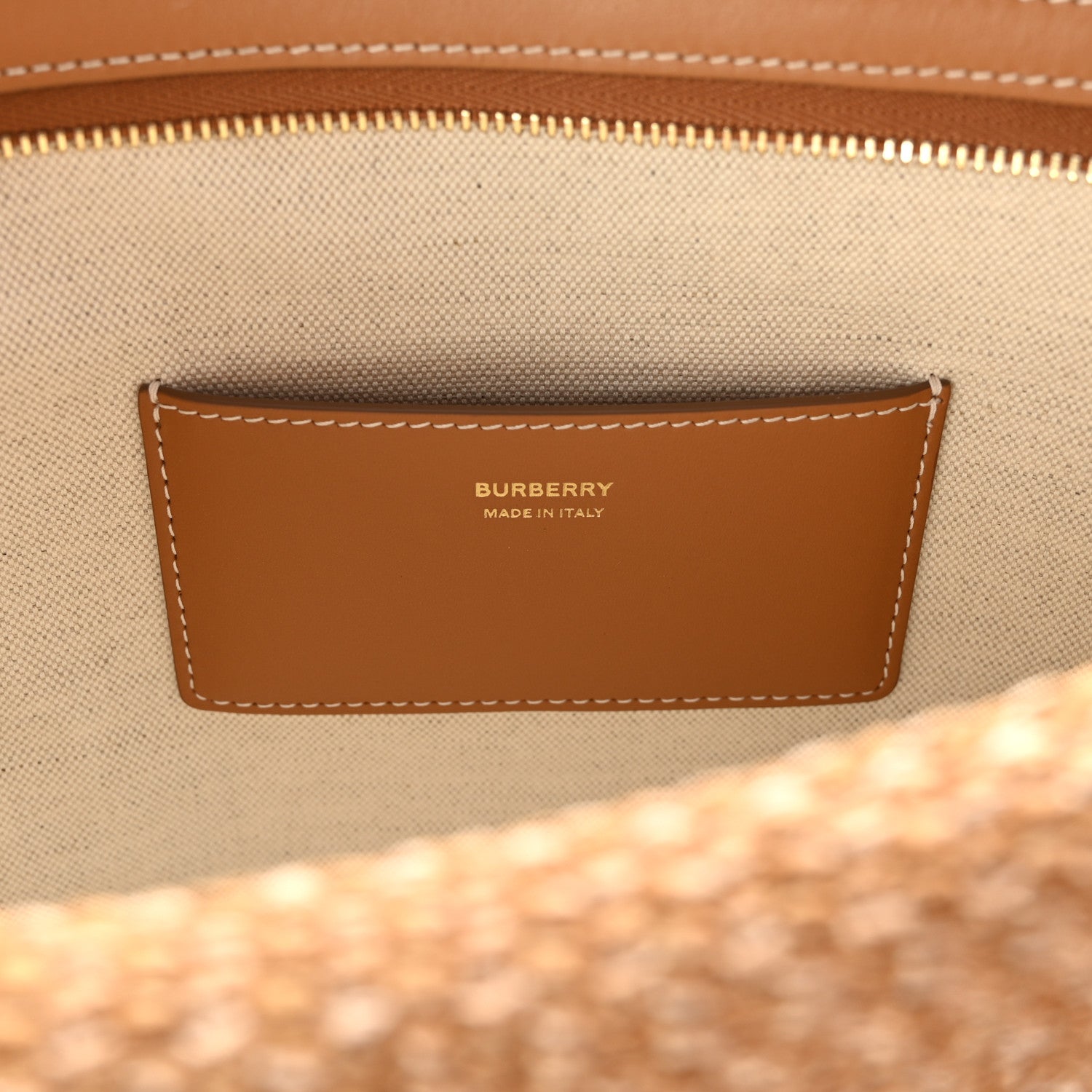 Burberry Raffia TB Duncan Pouch Natural Beige 6 of 6