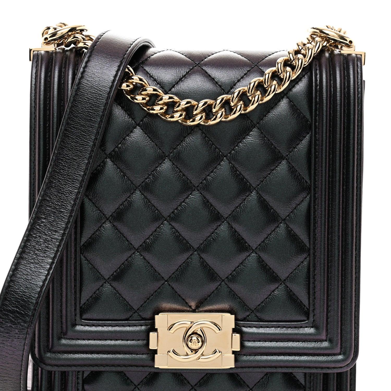 Chanel Calfskin Quilted North South Boy Flap Black 5 of 10