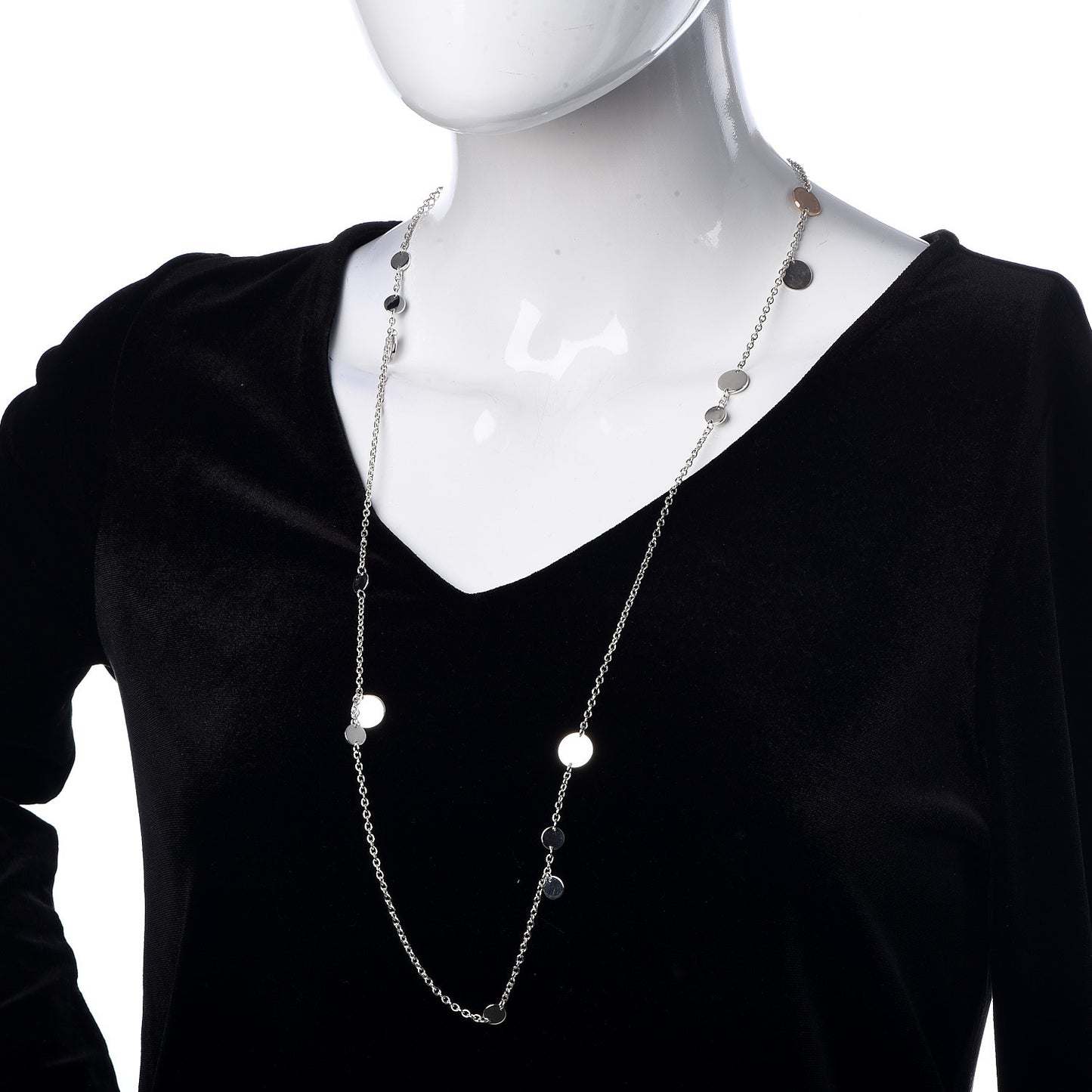 Sterling Silver 18K Rose Gold Confettis Long Necklace 80