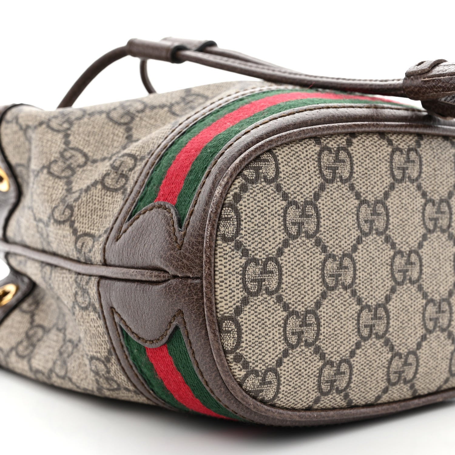 Gucci GG Supreme Monogram Web Mini Ophidia Bucket Bag Brown 9 of 10