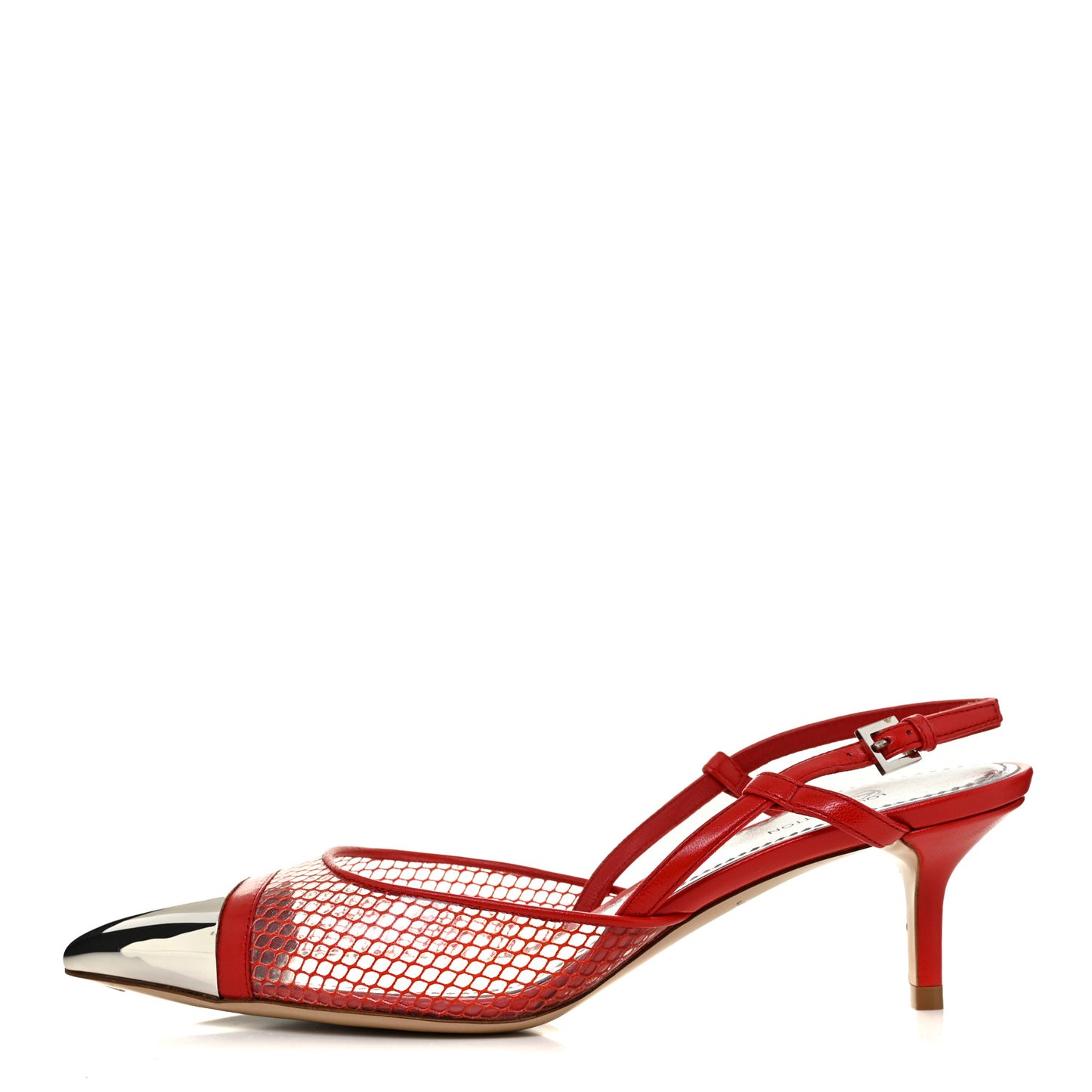Calfskin Mesh PVC Urban Twist Slingback Mules 36.5 Red