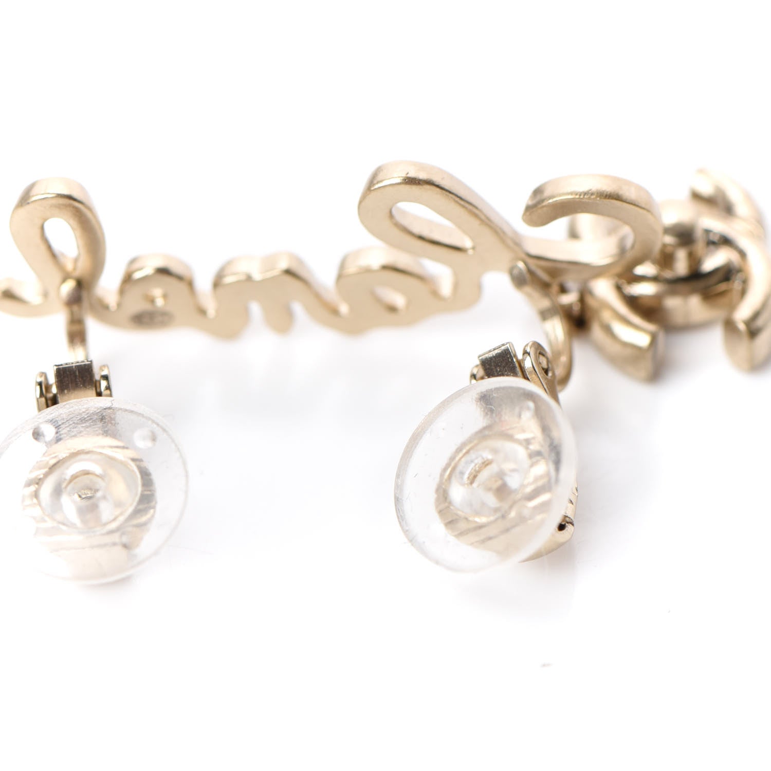 Chanel Metal CC Turnlock Climber Clip On Earrings Gold 3 of 4