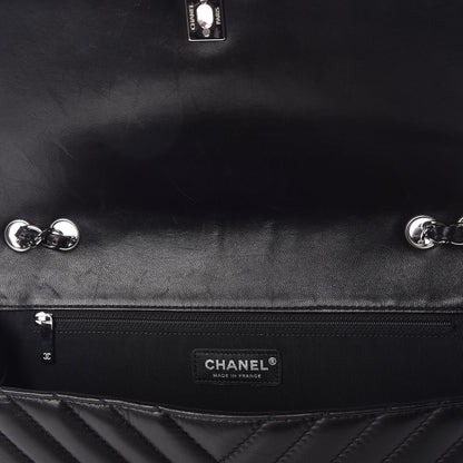 Chanel Lambskin Chevron Quilted Large Surpique Flap Black 10 of 12