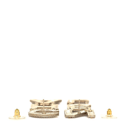 Chanel Metal Crystal Rainbow Cha-Nel Logo Drop Earrings Multicolor Gold 3 of 4
