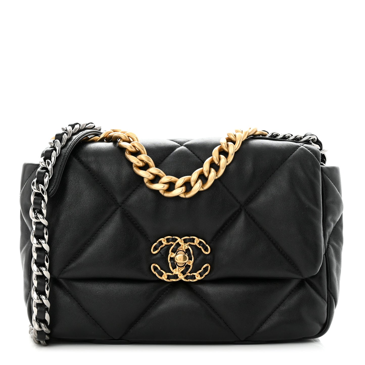 Goatskin Quilted Medium Chanel 19 Flap Black
