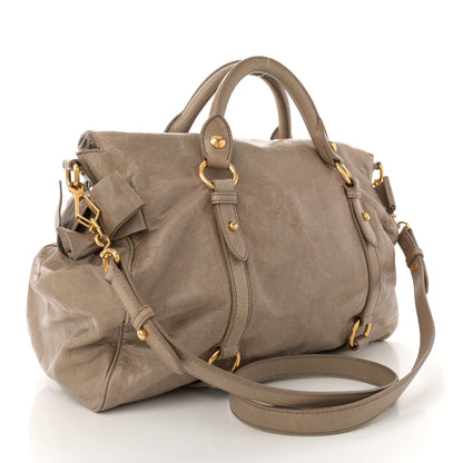 Miu Miu Vitello Lux Bow Bag Grey 3 of 15
