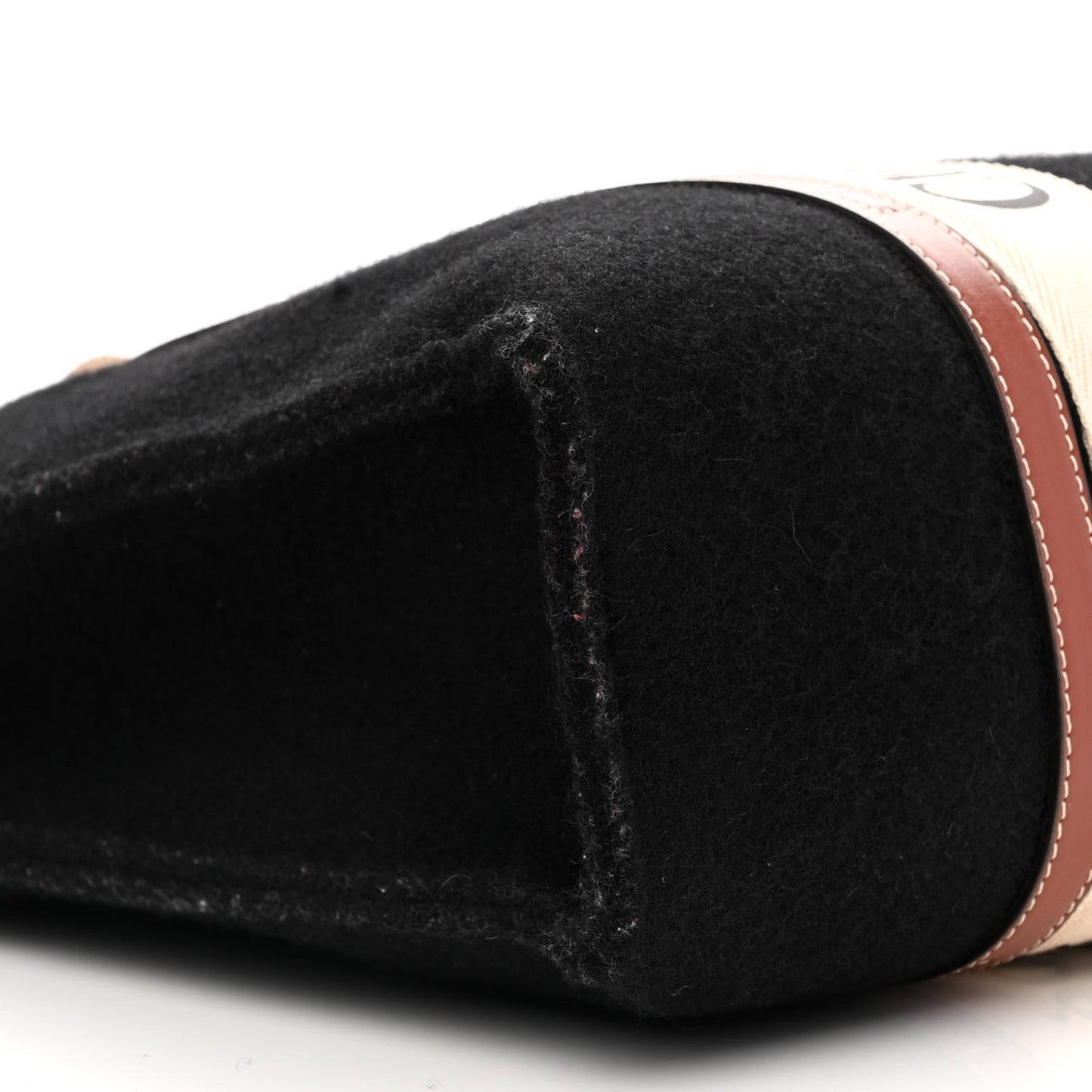 Felt Calfskin Large Woody Ribbon Tote Black