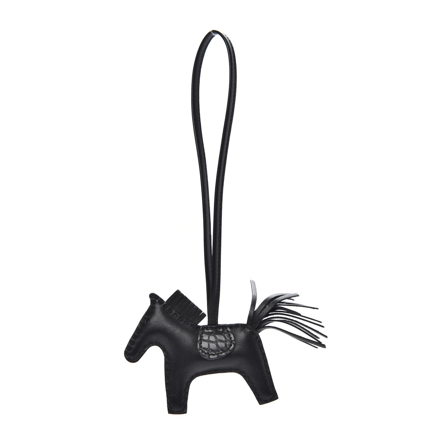 Milo Lambskin Matte Alligator Touch Grigri Rodeo Horse Bag Charm PM So Black