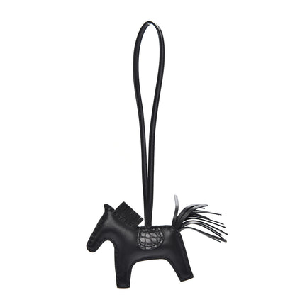 Hermes Milo Lambskin Matte Alligator Touch Grigri Rodeo Horse Bag Charm PM So Black 1 of 4